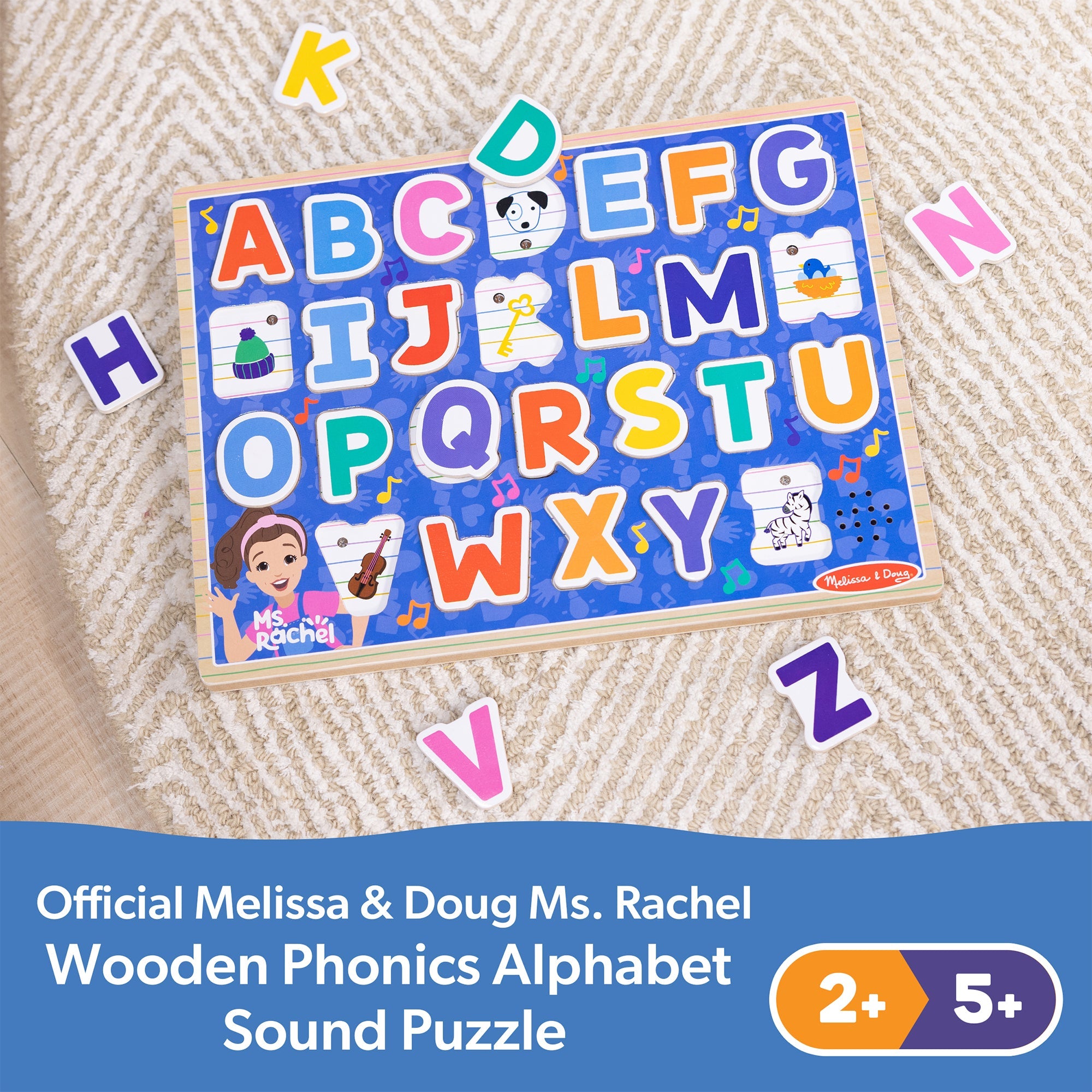Ms. Rachel?  Wooden Phonics Alphabet Sound Puzzle – 26 Pieces