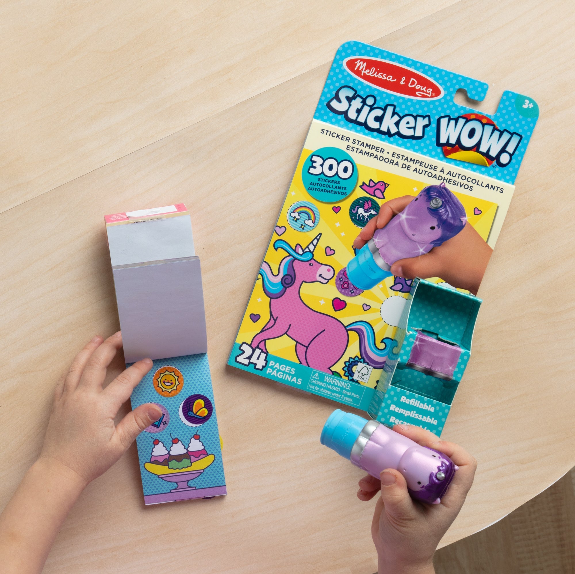 Sticker WOW!? Purple Unicorn Bundle: Activity Pad & Sticker Stamper + Mini Activity Pad and 200 Refill Stickers