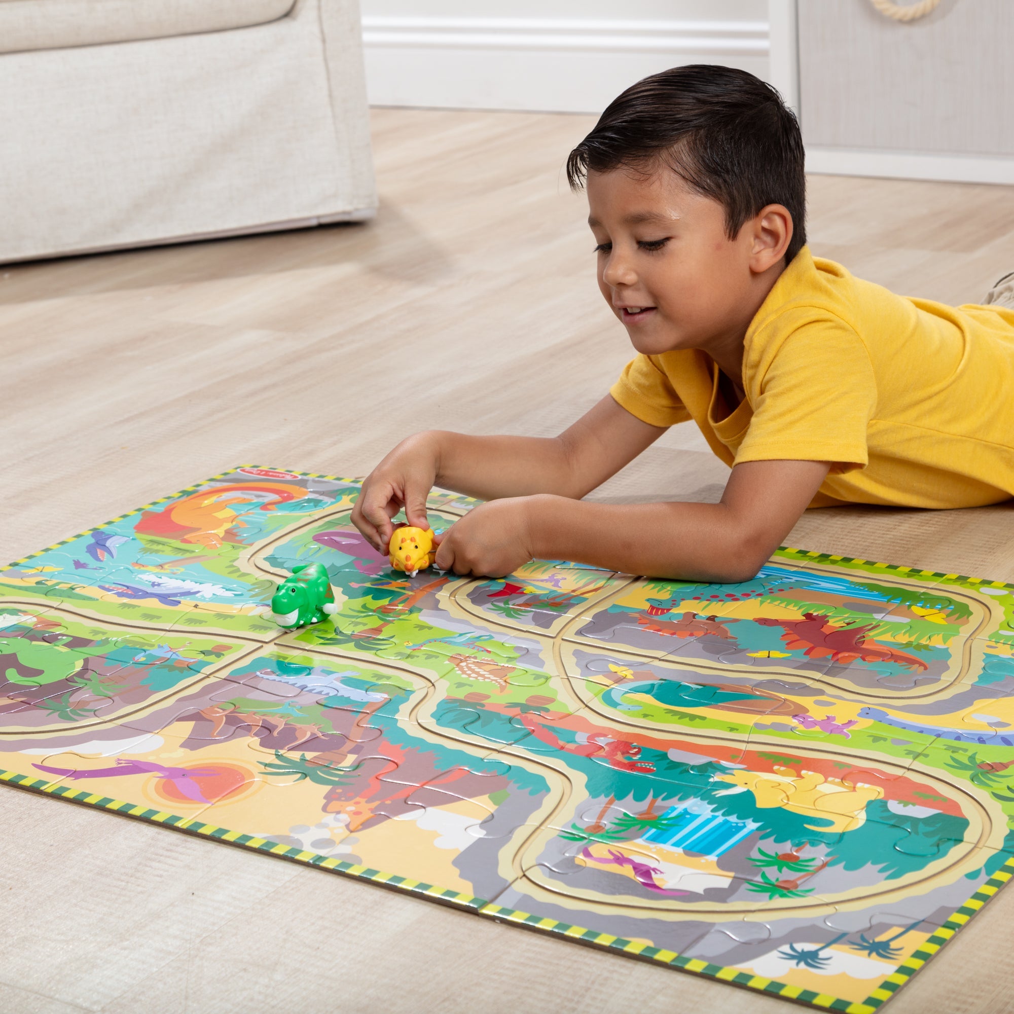 Dinosaur Adventure Tracks Floor Puzzle ?C 48 Pieces + 2 Wind-Up Dinosaurs