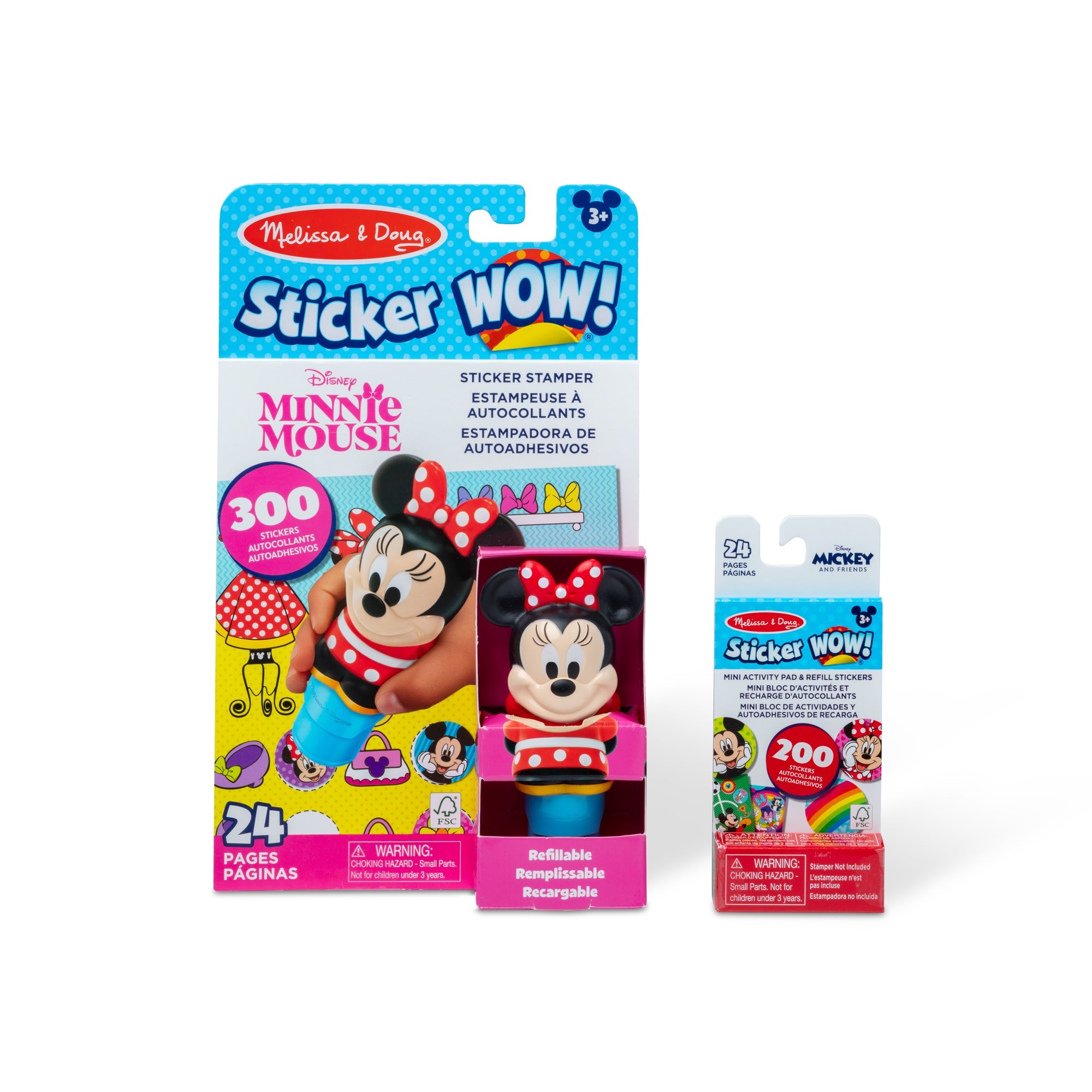 Sticker WOW!? Disney Minnie Mouse Bundle: Activity Pad & Sticker Stamper + Mini Activity Pad and 200 Refill Stickers