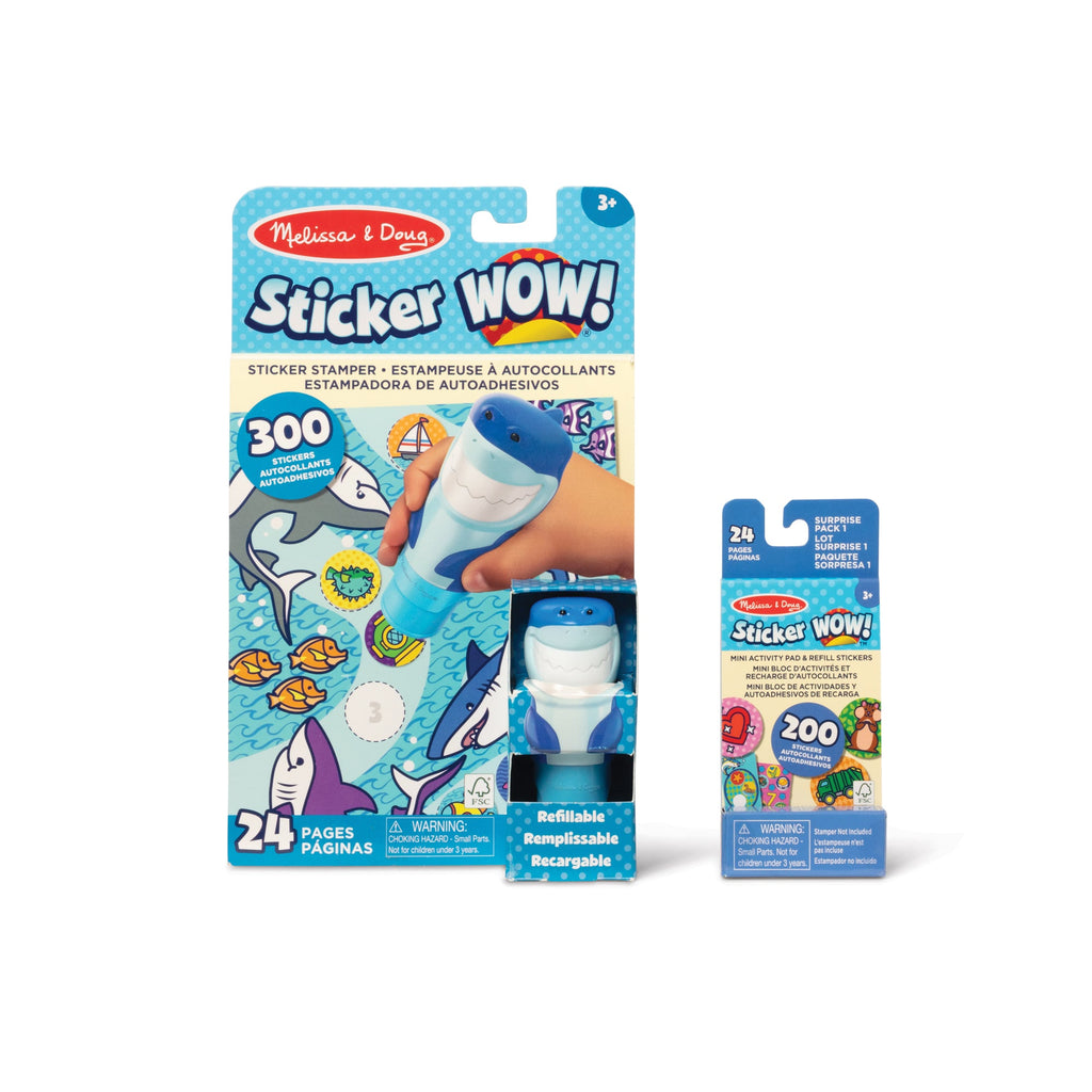 Sticker WOW!? Shark Bundle: Activity Pad & Sticker Stamper + Mini Activity Pad and 200 Refill Stickers