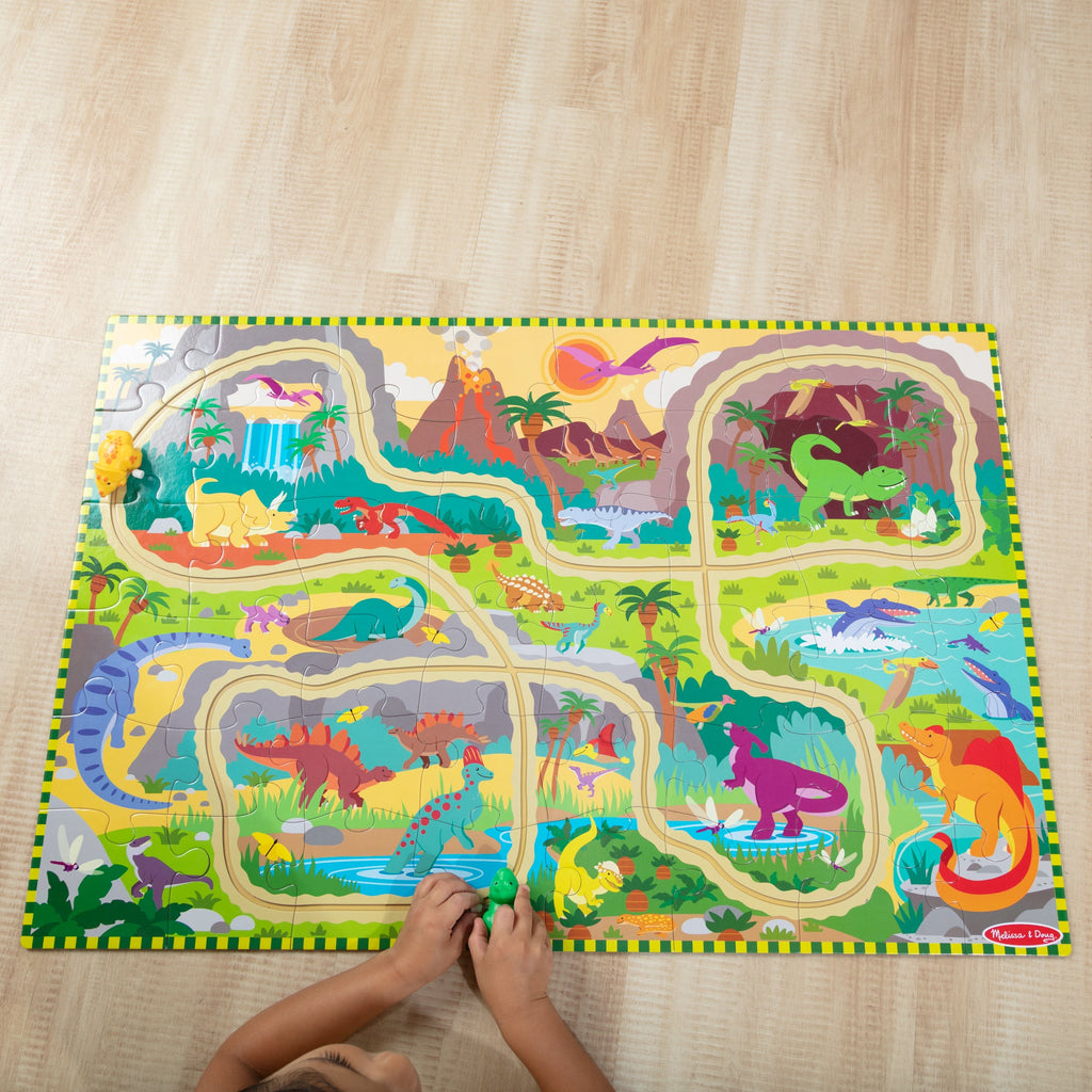 Dinosaur Adventure Tracks Floor Puzzle ?C 48 Pieces + 2 Wind-Up Dinosaurs